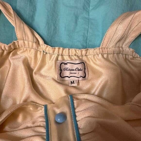 Designer Roberta Oaks Women's Knee Length Sun Dress M Teal and Cream
‎ Hawaiian - Picture 5 of 10
